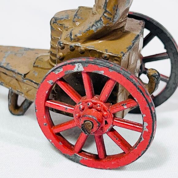 Vintage Barclay Manoil Ammo Supply Cart Wagon with Soldier MV-071 Red Wheels - Picture 6 of 14